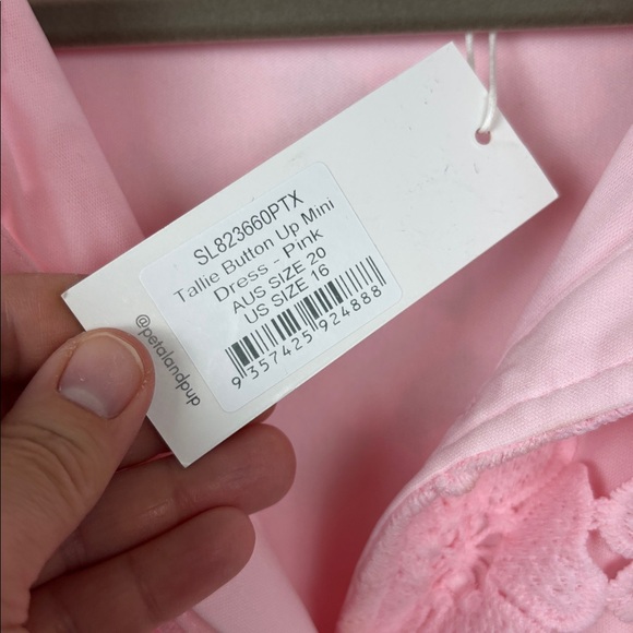 NWT Petal & Pup Tallie Button Up Pink Floral Mini Dress - 16 - Picture 5 of 9